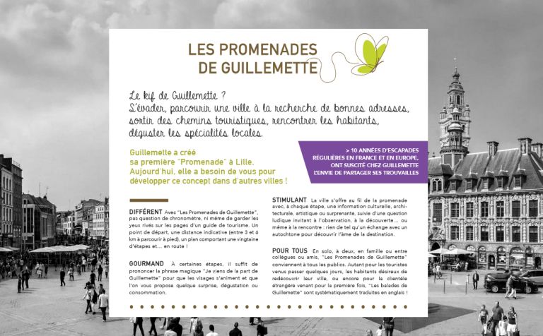 Conception graphique de pages web crowdfunding /Les Promenades de Guillemette 2017 - jee defrance - DA & graphistes