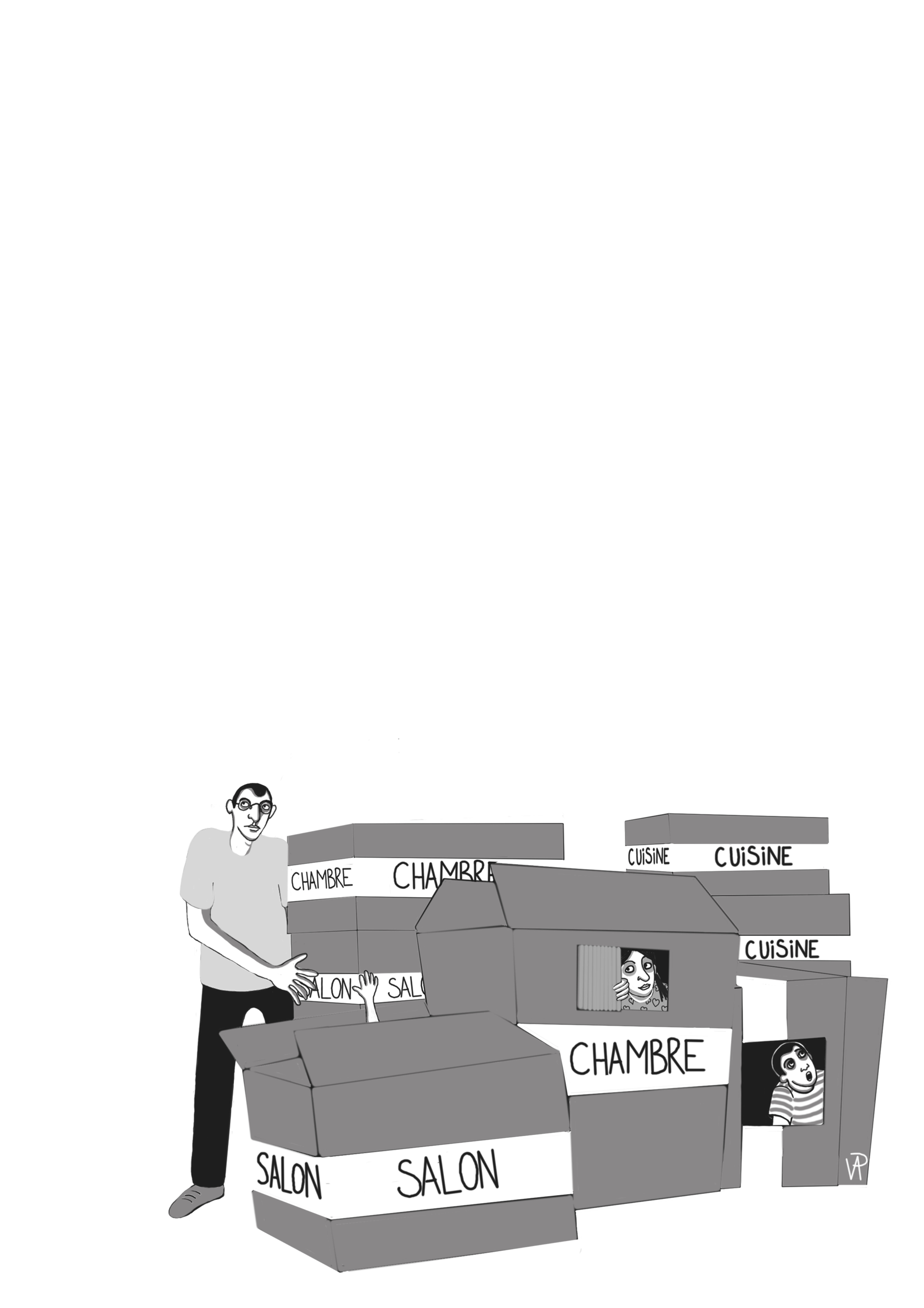 illustration Déménagement amusant : boîtes et jeu